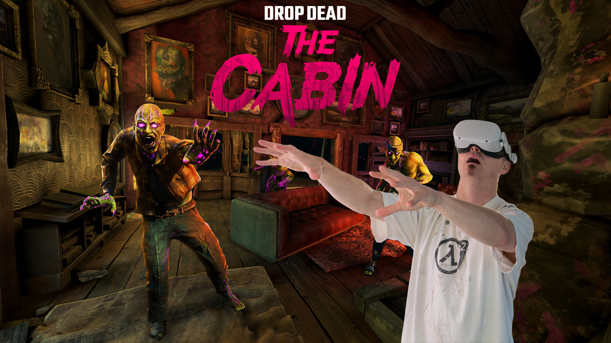 Drop Dead: The Cabin screenshot with me superimposed in it as a zombie