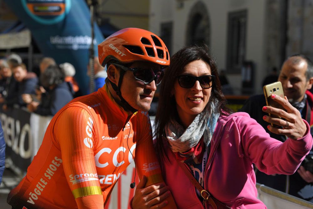 Greg Van Avermaet (Team CCC) has his photo taken with a fan