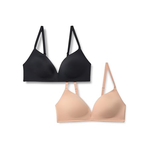 Amazon Essentials Women's Microfibre Lined Plunge Bralette, Black/washed Bronze, 38b