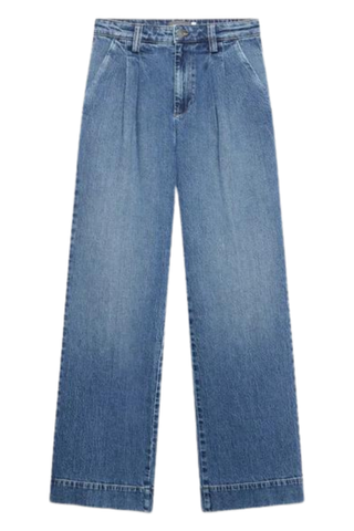 Indigo Pleat Front Wide Jeans