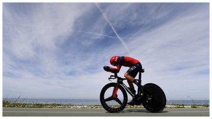 Tao Geoghegan Hart of The United Kingdom and Team INEOS Grenadiers sprints during the 106th Giro d'Italia 2023, Stage 1 a 19.6km individual time trial