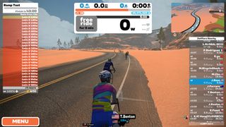 Screenshot of a rider about to being a ramp test on Zwift
