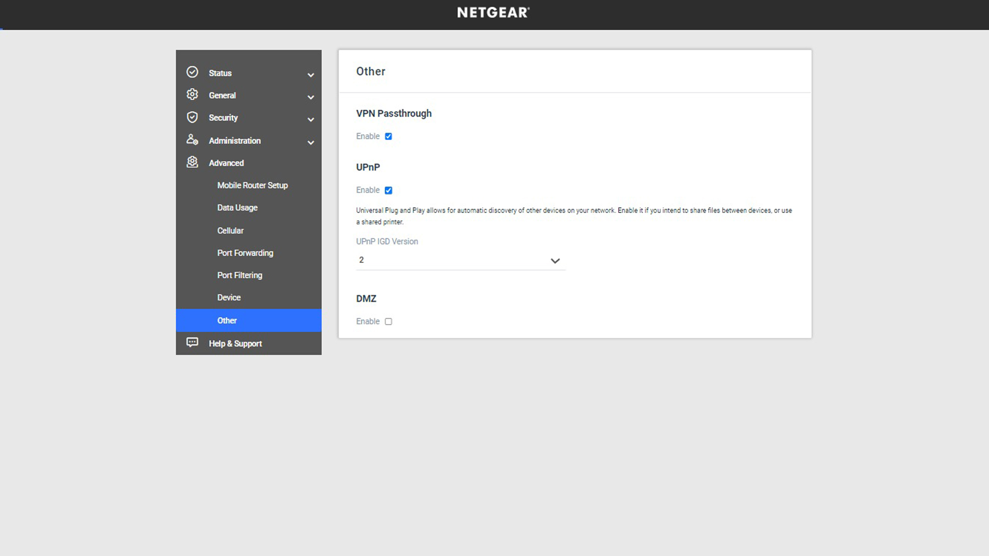 Screenshot of the Netgear Nighthawk M6 app