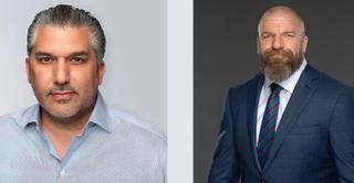 WWE president Nick Khan and WWE chief content officer Paul “Triple H” Levesque (right) will participate in the Business of Entertainment track of sessions at the NAB Show.