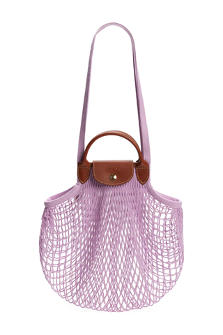 Digital Lavender Color Trend 2023 | Longchamp Le Pliage Filet Knit Shoulder Bag
