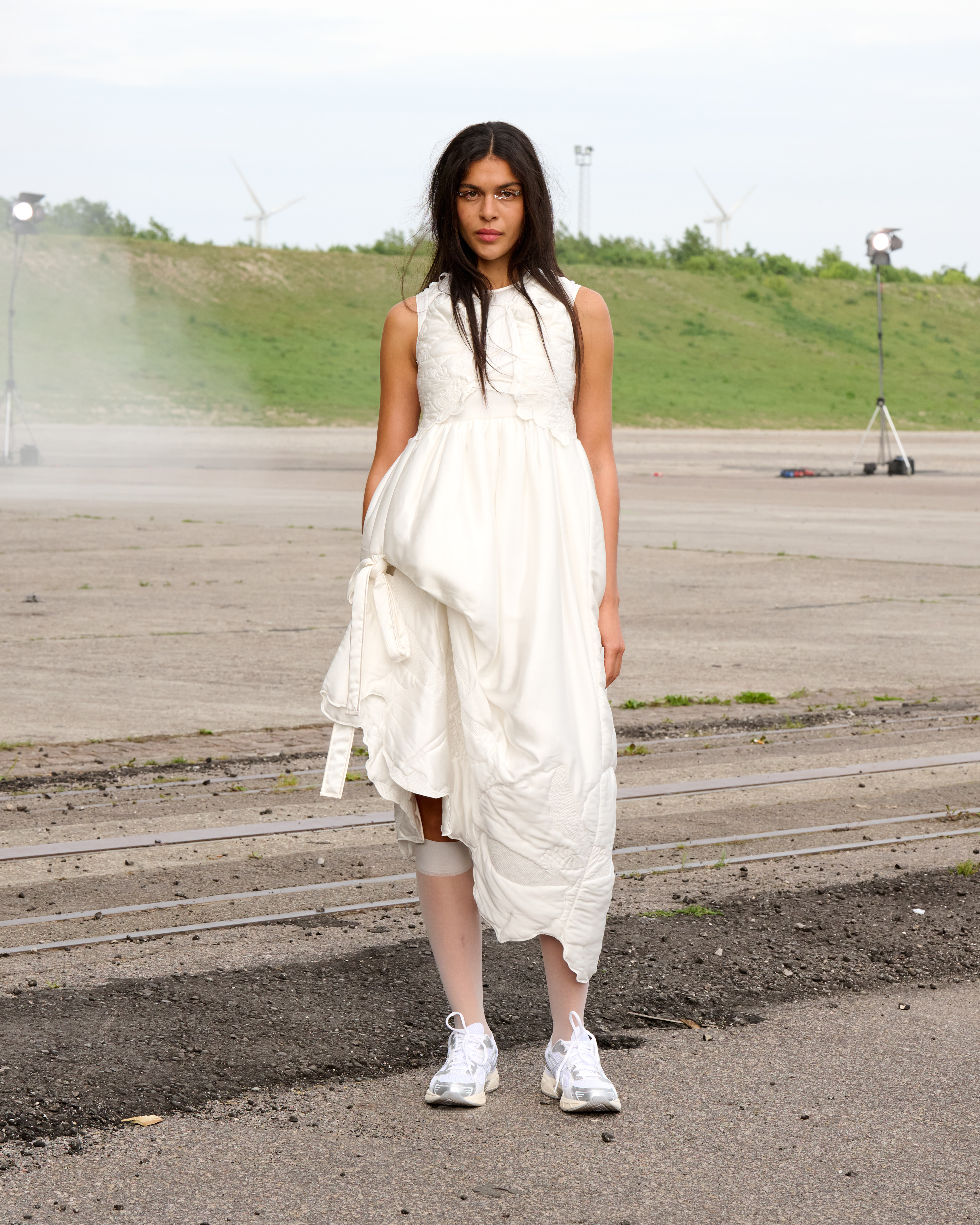 a model wearing a cecilie bahnsen dress at Copenhagen Fashion Week