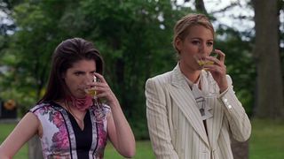 anna kendrick and blake lively sipping martinis in a simple favor