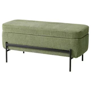 VALTORP Bench, with storage/Samsala dark yellow-green