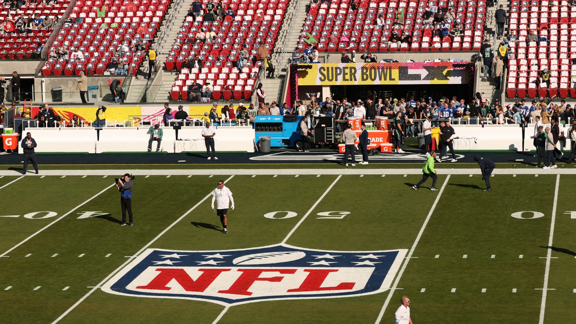 Levi's Stadium ahead of the 2026 Super Bowl clash between the New England Patriots and Seattle Seahawks