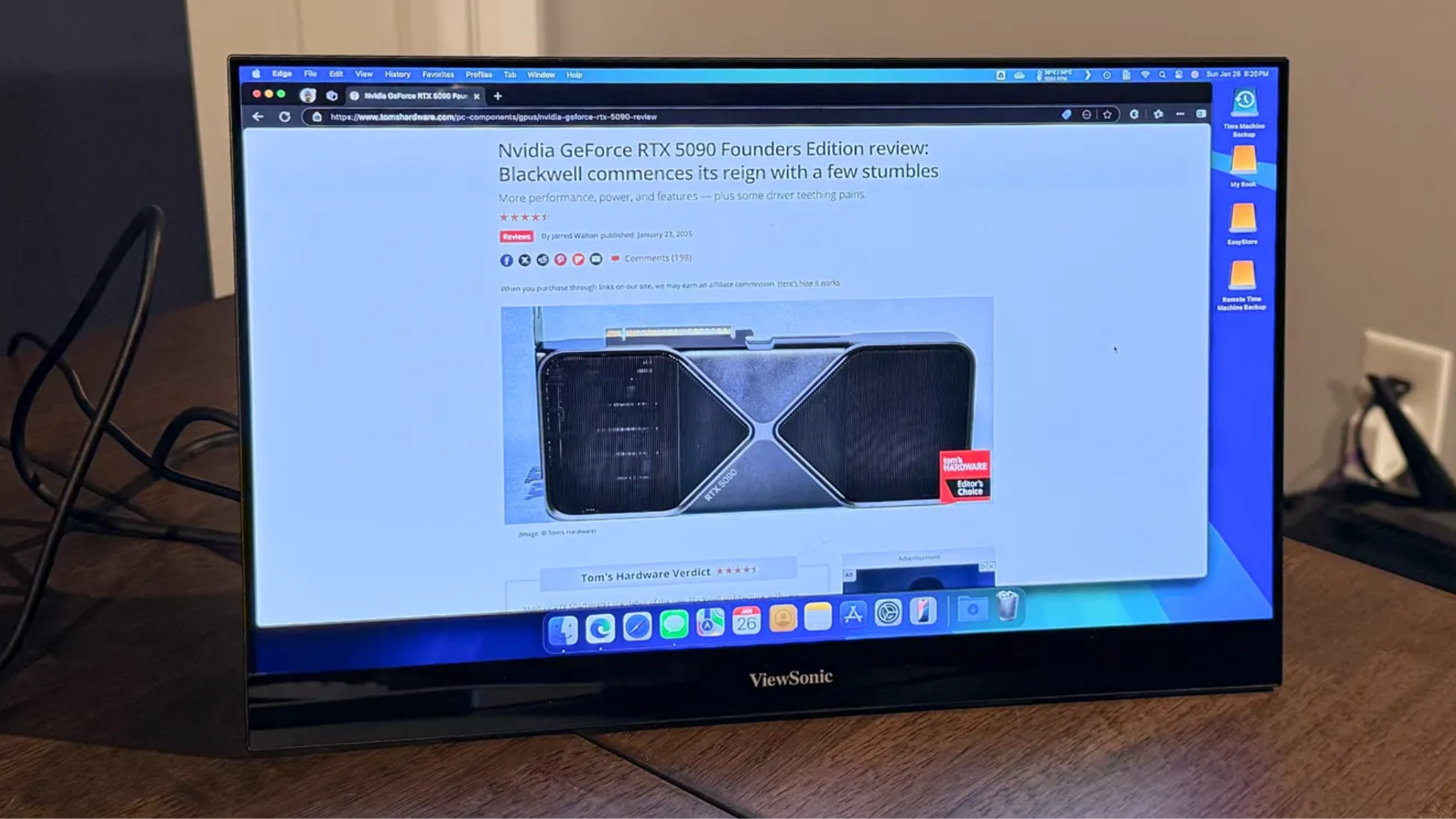 The ViewSonic VX1655-4K-OLED during review by sister site Tom's Hardware