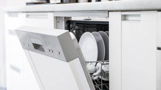 An open dishwasher