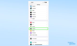 A screenshot showing where the Camera settings are in the iPhone Settings app