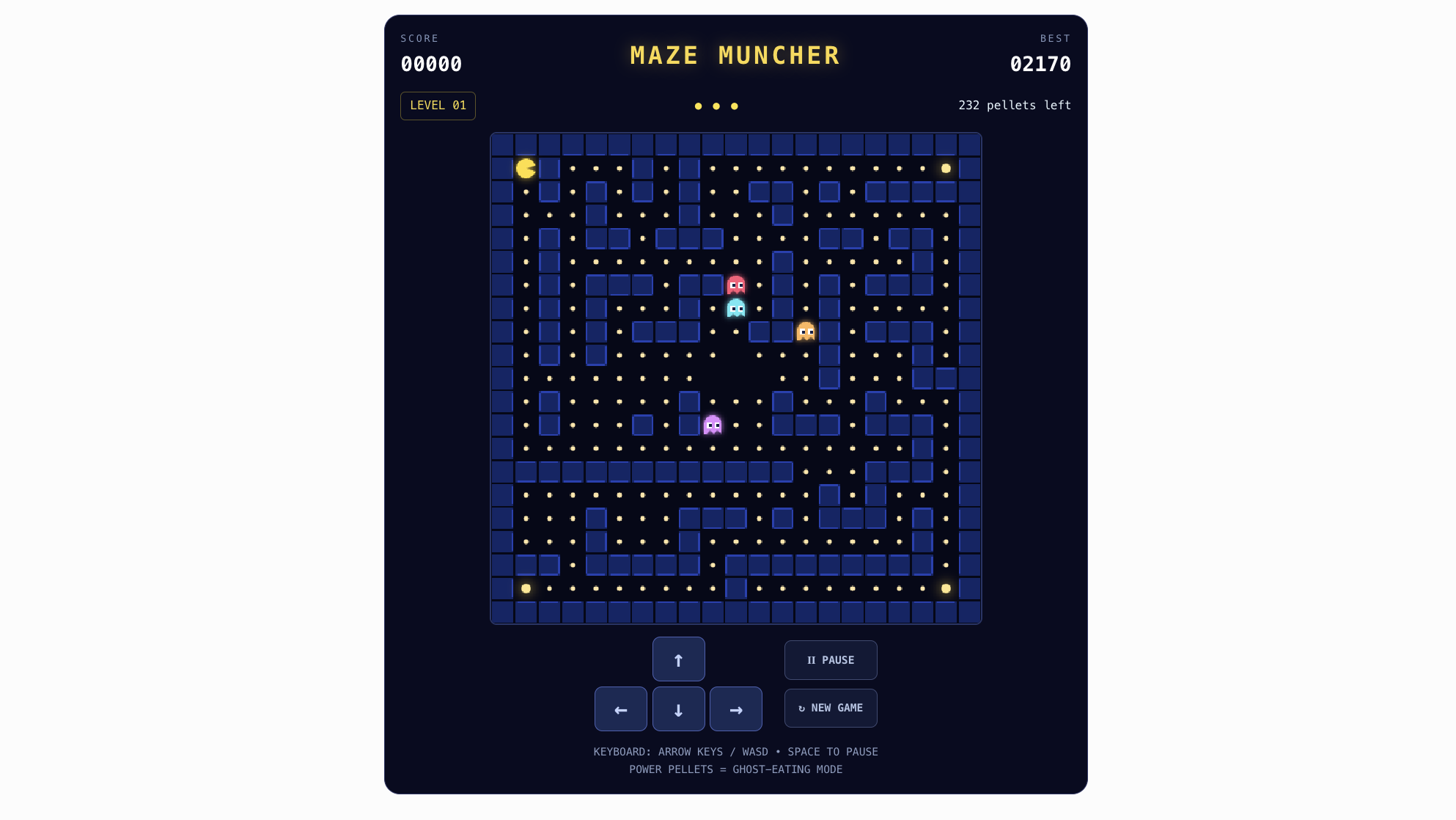 A screenshot of a pacman-style game in chatgpt