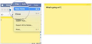 To create a new Stickie, click File, New Note, or press Command-N. Type your note. Yes, it's that easy.