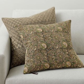 Brown floral print throw pillow