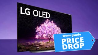 LG C1 OLED TV against a purple background