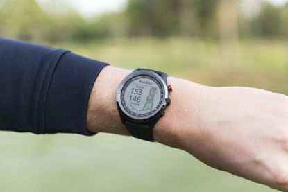 A detailed look at the display on the Garmin Approach S62 golf smartwatch