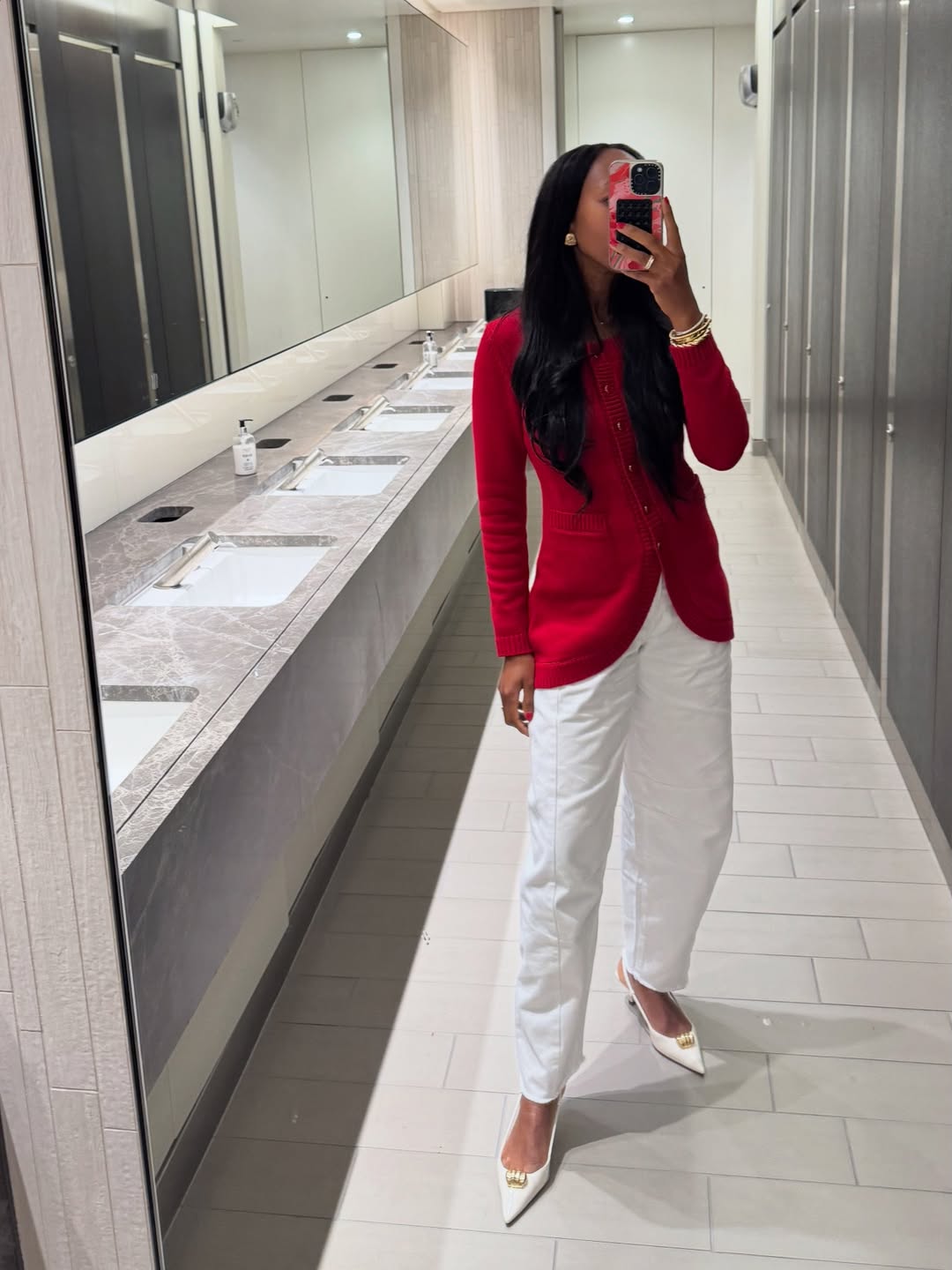 thandimaq wearing barrel leg jeans