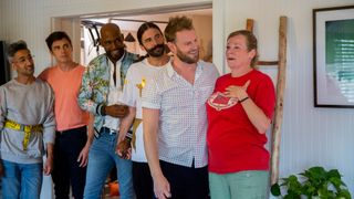 The Fab 5 hard at work helping a woman full of emotion on Queer Eye