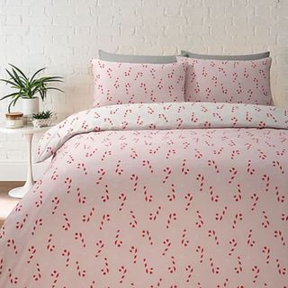 Best Christmas bedding set candycane print in pink and red