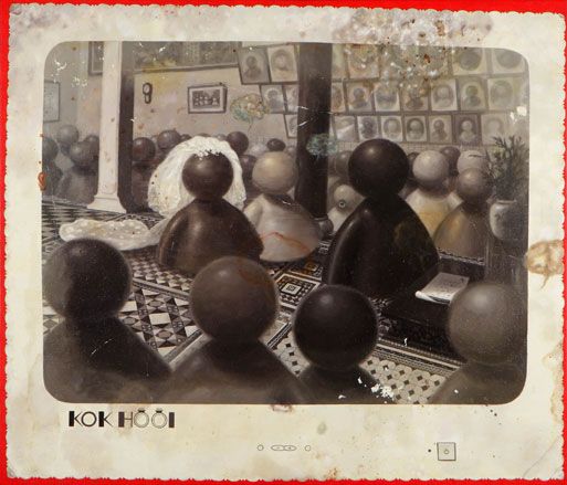 A wedding setting where the people are replaced by simplistic models