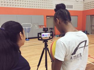 Students use technology in gym
