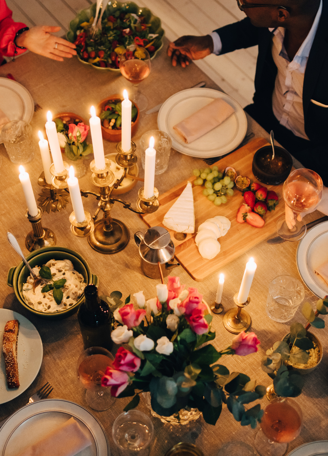 Dinner party with candles