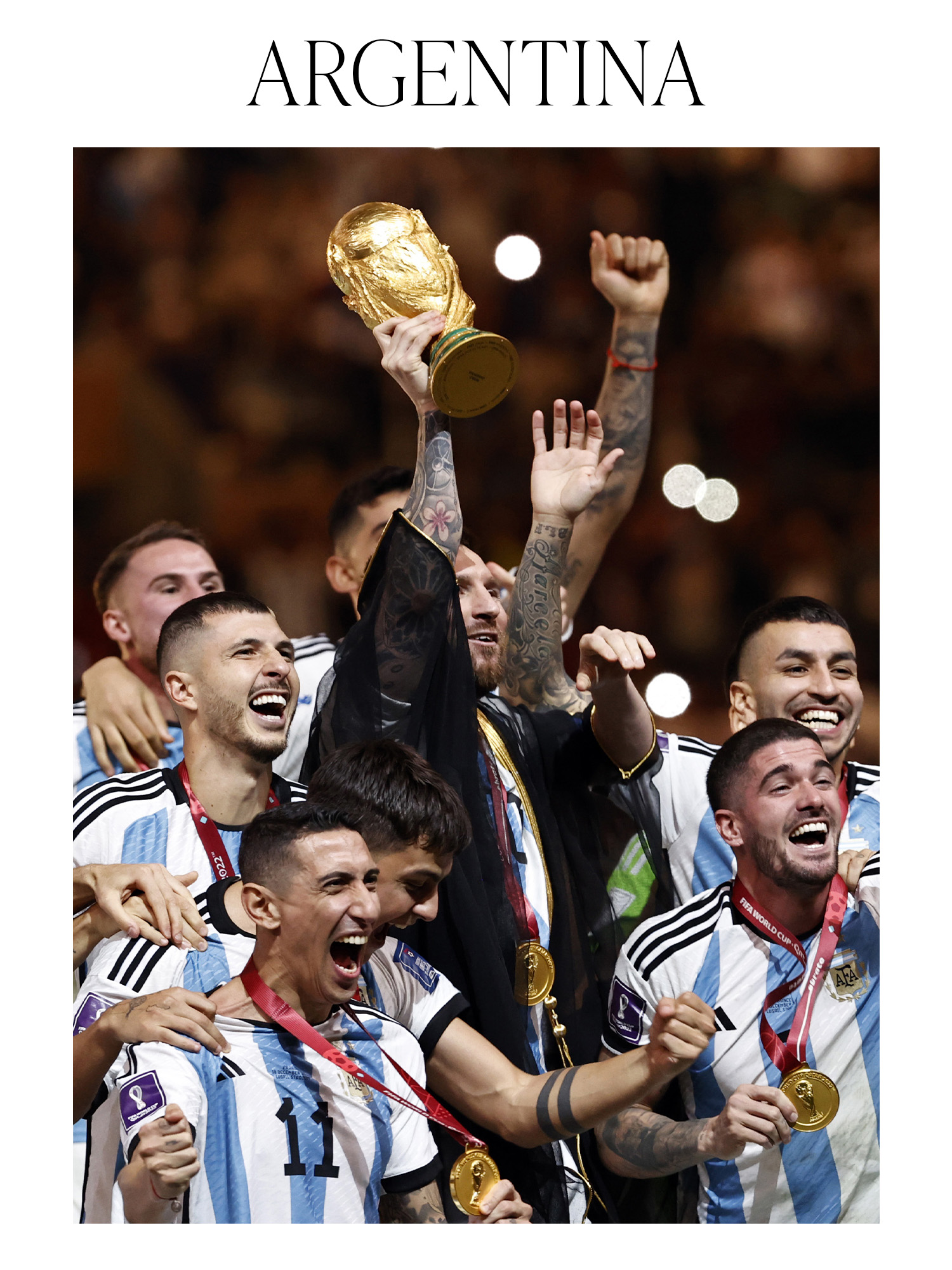 AL DAAYEN - Lionel Messi of Argentina with world cup trophy, FIFA World Cup trophy after the FIFA World Cup Qatar 2022 final match between Argentina and France on December 18, 2022 in Qatar.