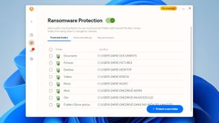 A screenshot of Avast One Essential's ransomware protection module