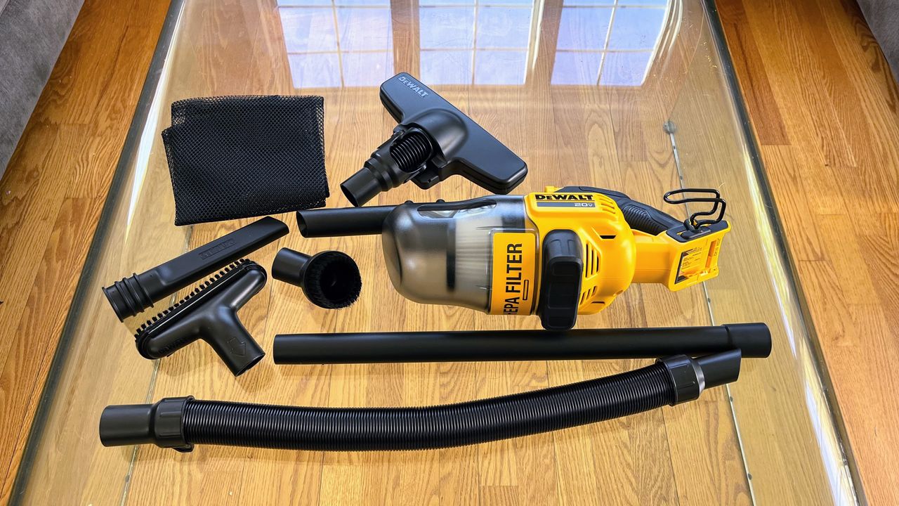 DeWalt 20V Cordless Dry Hand Vacuum being tested in writer's home