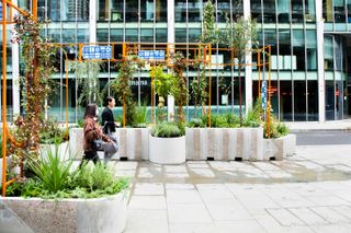 Moor Lane Community Garden with leafy planters