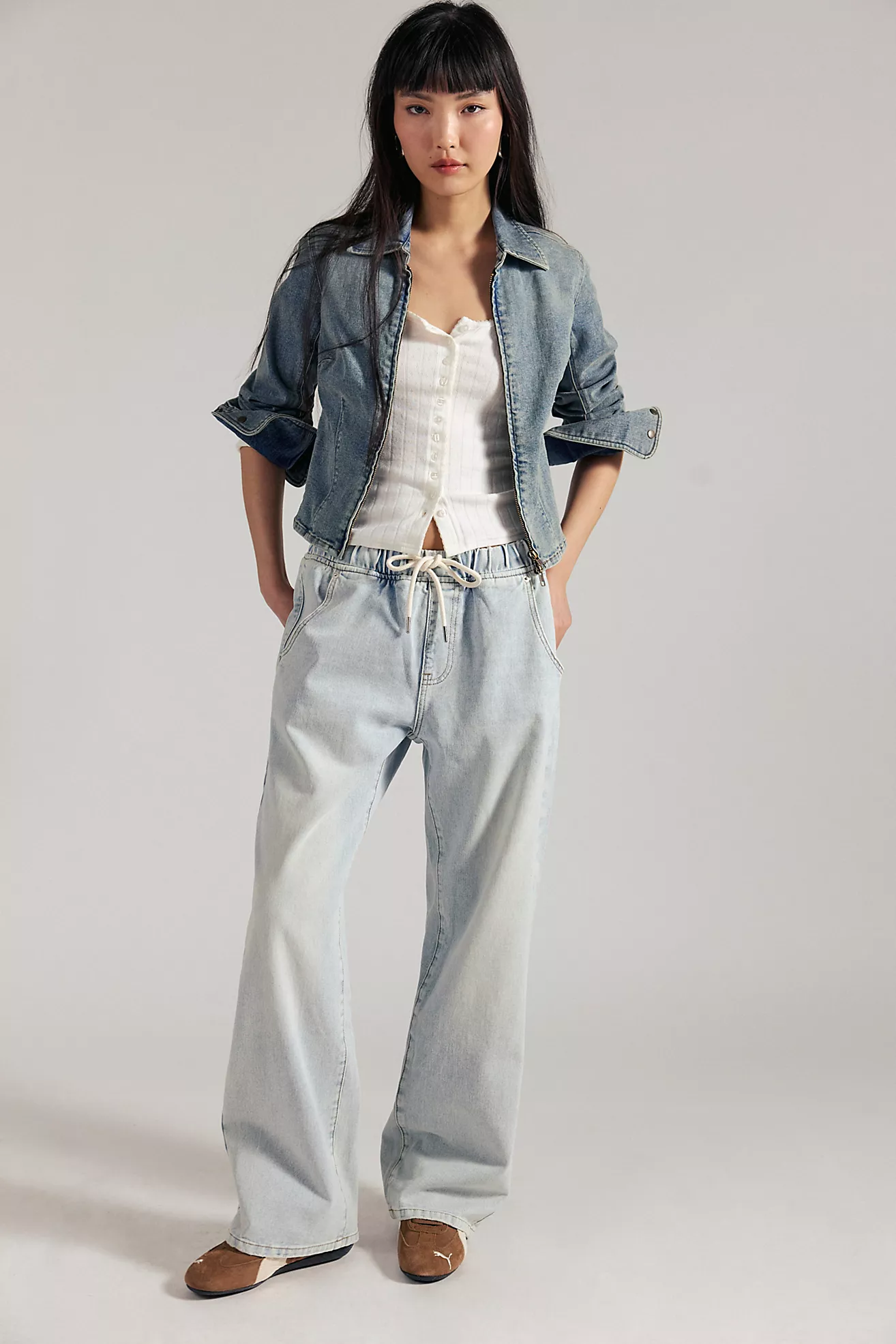 Oneteaspoon Roadhouse Wide-Leg Drawstring Jeans