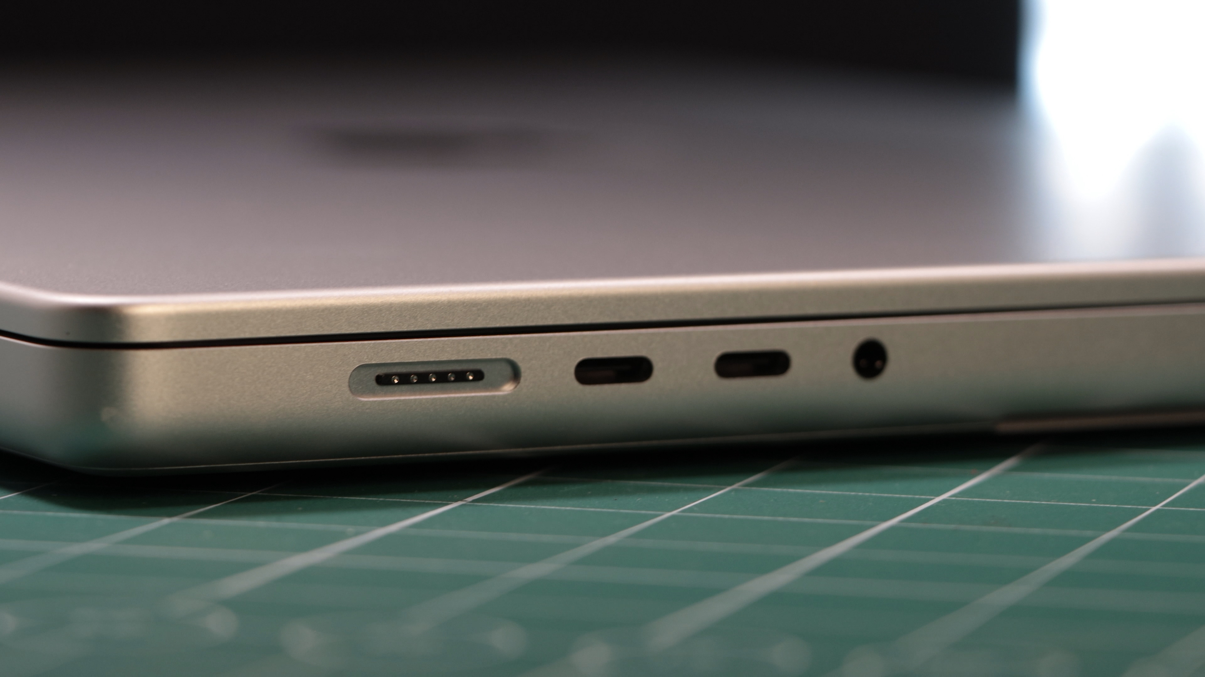 Close up of ports on a MacBook Pro 16-inch (2023)