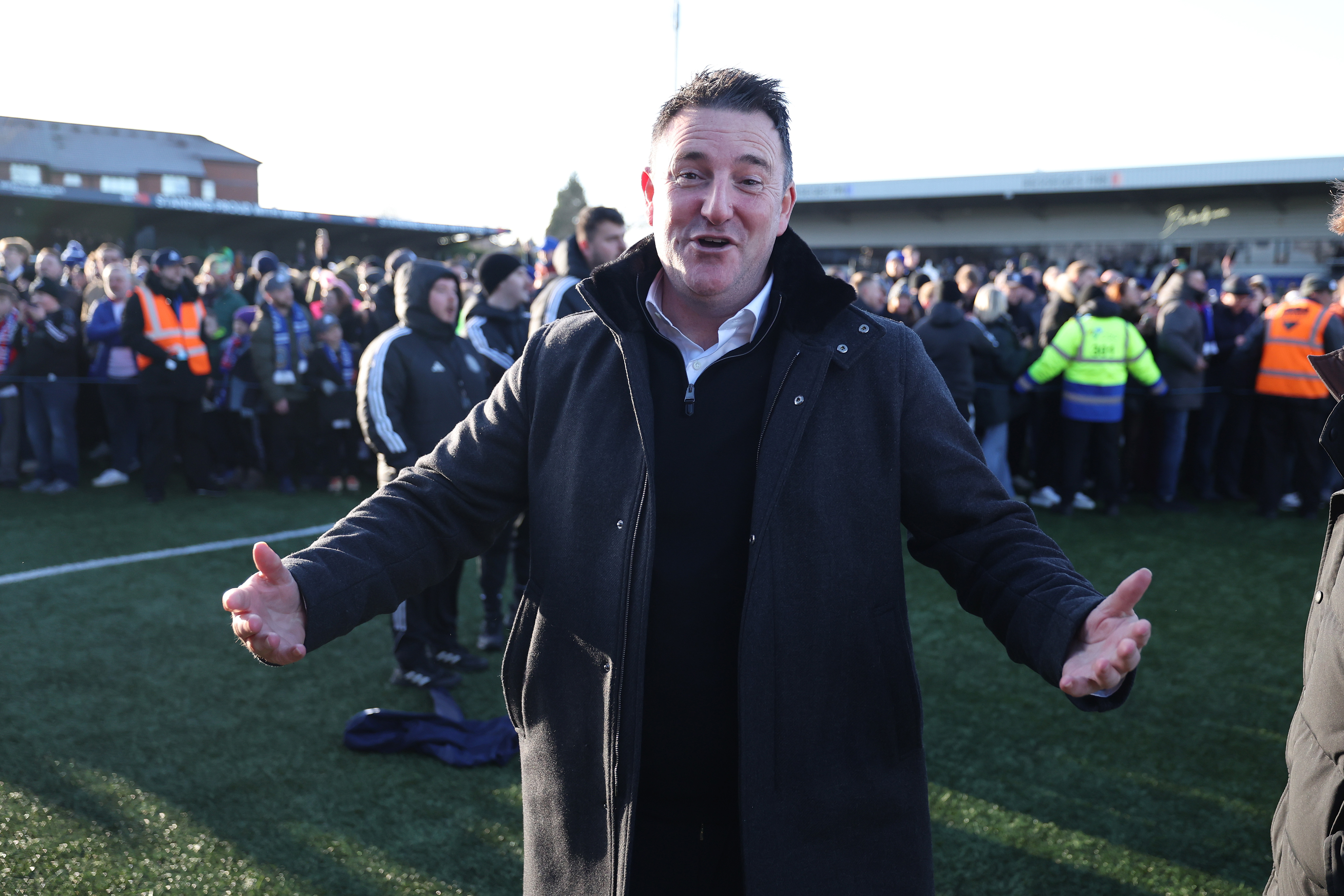 MACCLESFIELD, ENGLAND - JANUARY 10: Rob Smethurst the owner of Macclesfield after the Emirates FA Cup Third Round match between Macclesfield and Crystal Palace on January 10, 2026 in Macclesfield, England. (Photo by Alex Livesey - Danehouse/Getty Images)