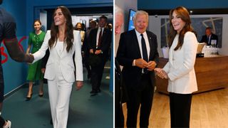 Kate wearing white blazers at two Rugby World Cup appearances