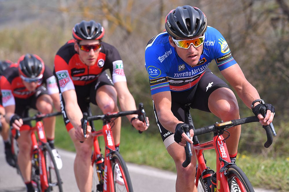 Greg van Avermaet in the Tirreno leader's jersey