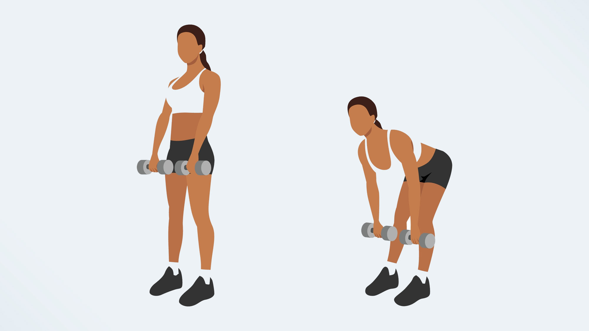 an illo of a woman doing a romanian deadlift