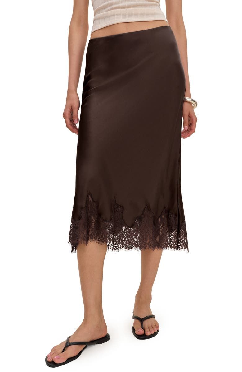 Carolina Lace Trim Silk Midi Skirt