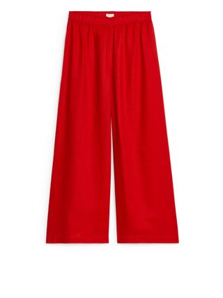 Wide Linen Trousers - Red - Arket Gb