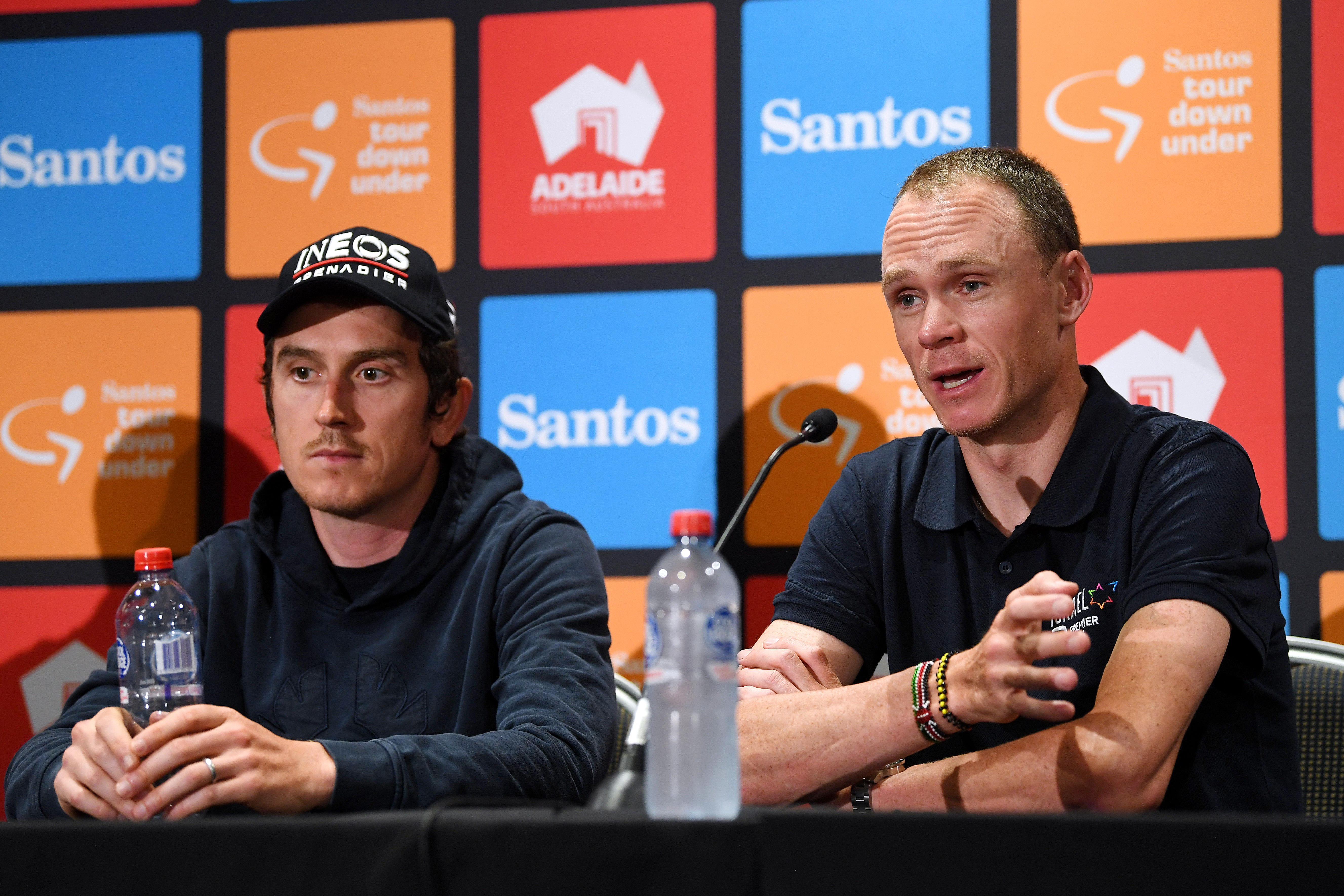 Chris Froome talking at the Tour Down Under 2023 press conference