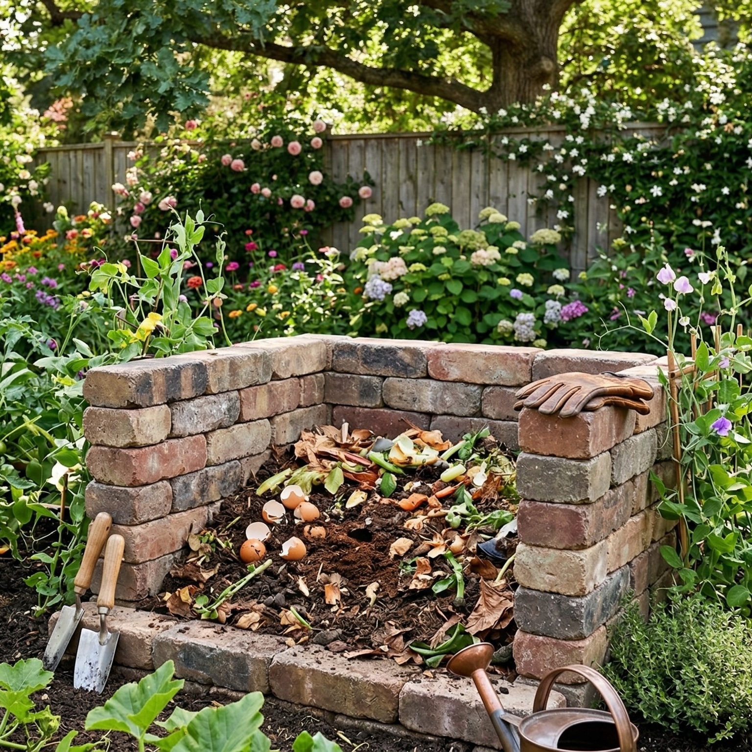 DIY brick compost system