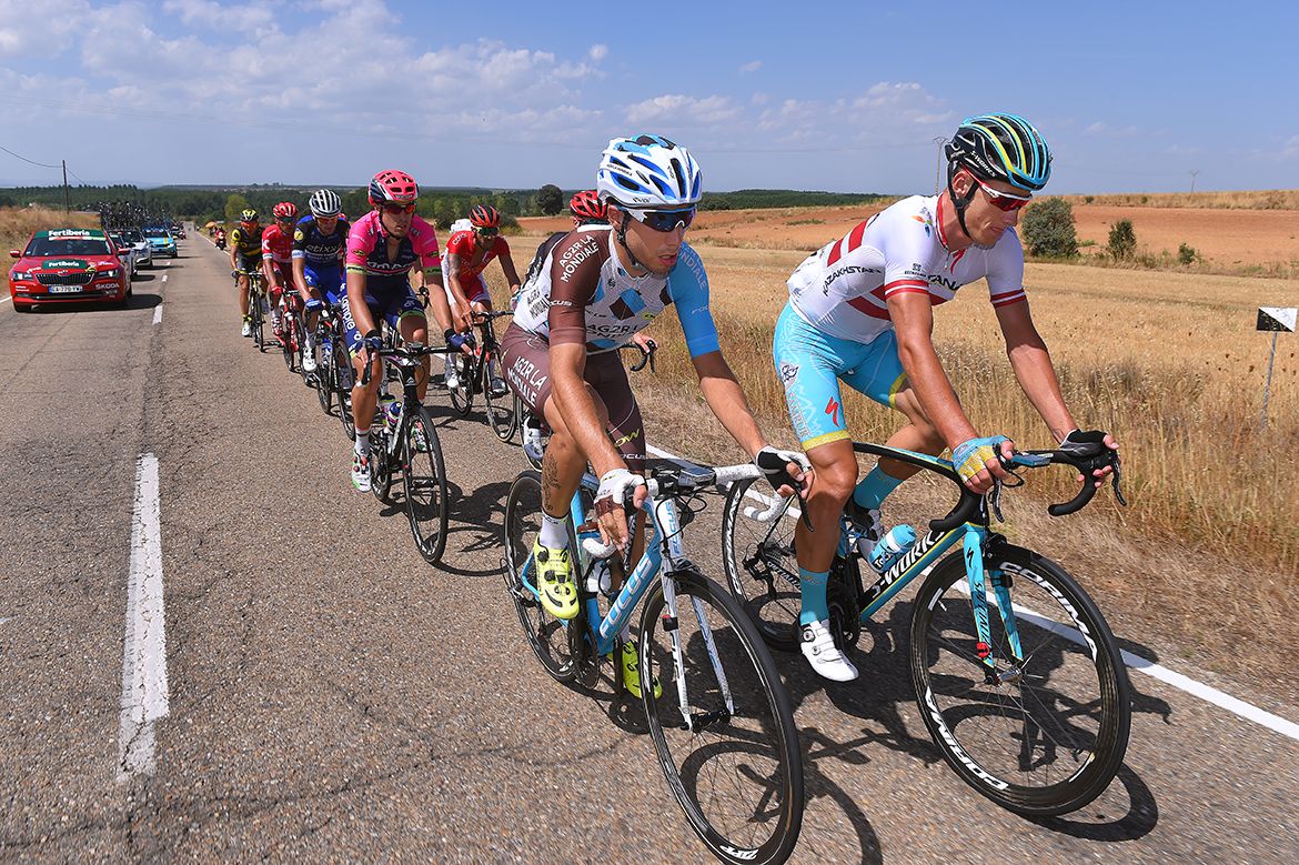 Axel Domont (AG2R La Mondiale) and Gatis Smukulis (Astana)