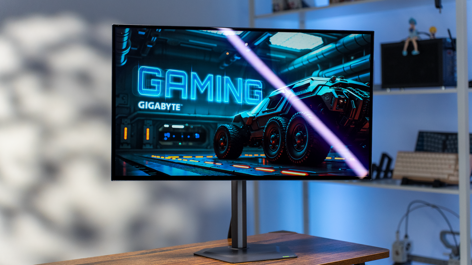 The Gigabyte GO27Q24G on a desk