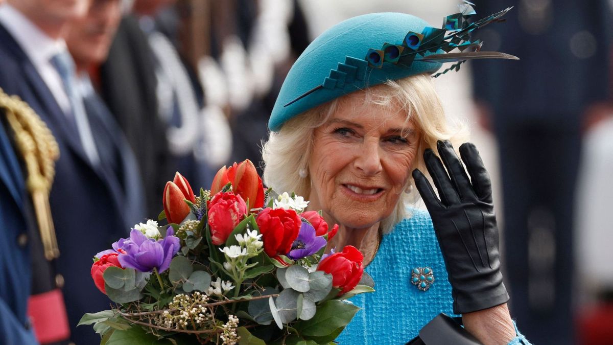 Camilla looks chic in bold head-to-toe blue outfit with timeless nod to Queen Elizabeth as she arrives in Berlin with King Charles