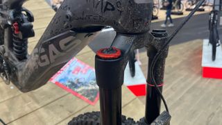 Close up of the front end of an e-MTB