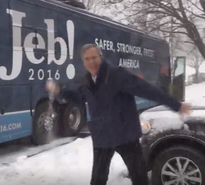 Jeb is not great at throwing snow.