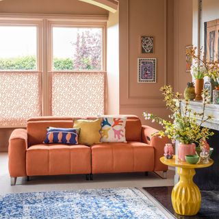Orange sofa in living room