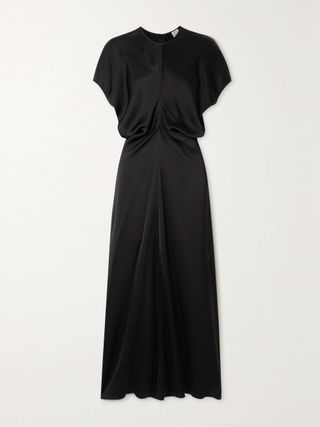 Draped Satin Maxi Dress