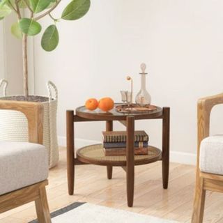 wooden side table with storage