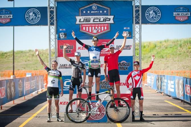 Geoff Kabush (Scott) on top of the final US Cup podium